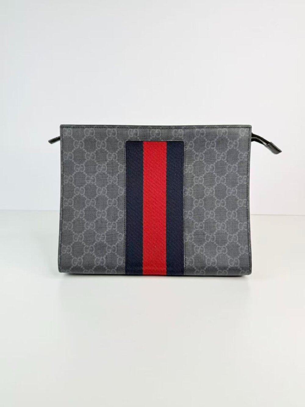 Gucci GG Supreme Web Stripe Zip Pouch Clutch Bag - Picture 9 of 11
